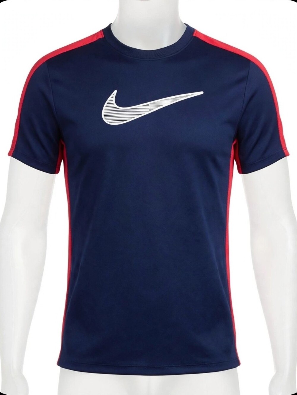 Nike Boys Navy & Red Short Sleeve Athletic Tee with White Swoosh Large NWT
